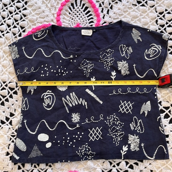 Cute Jenny lemons Linen print crop sleeveless top size XS - Picture 5 of 6